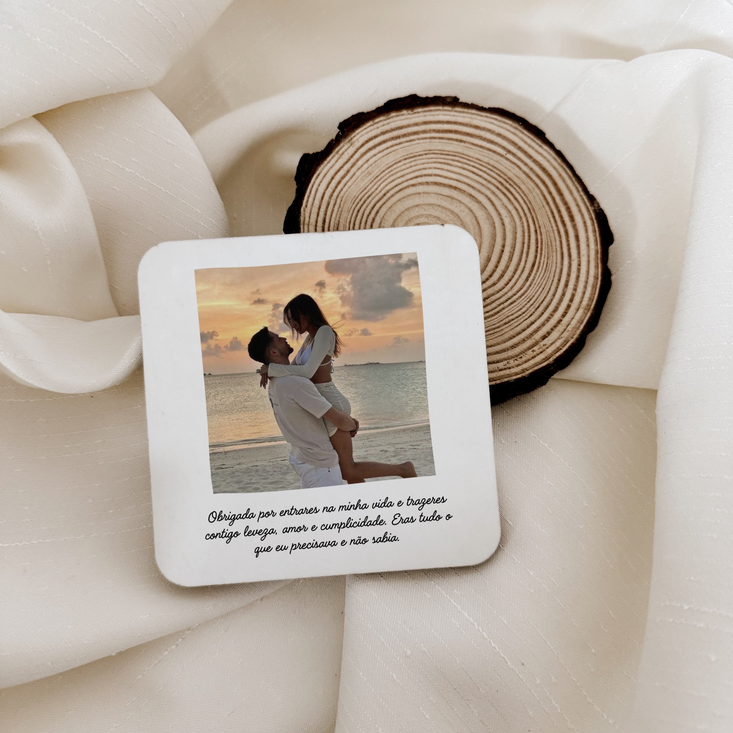 Base de copos com foto e frase