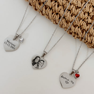 Colar coração prateado