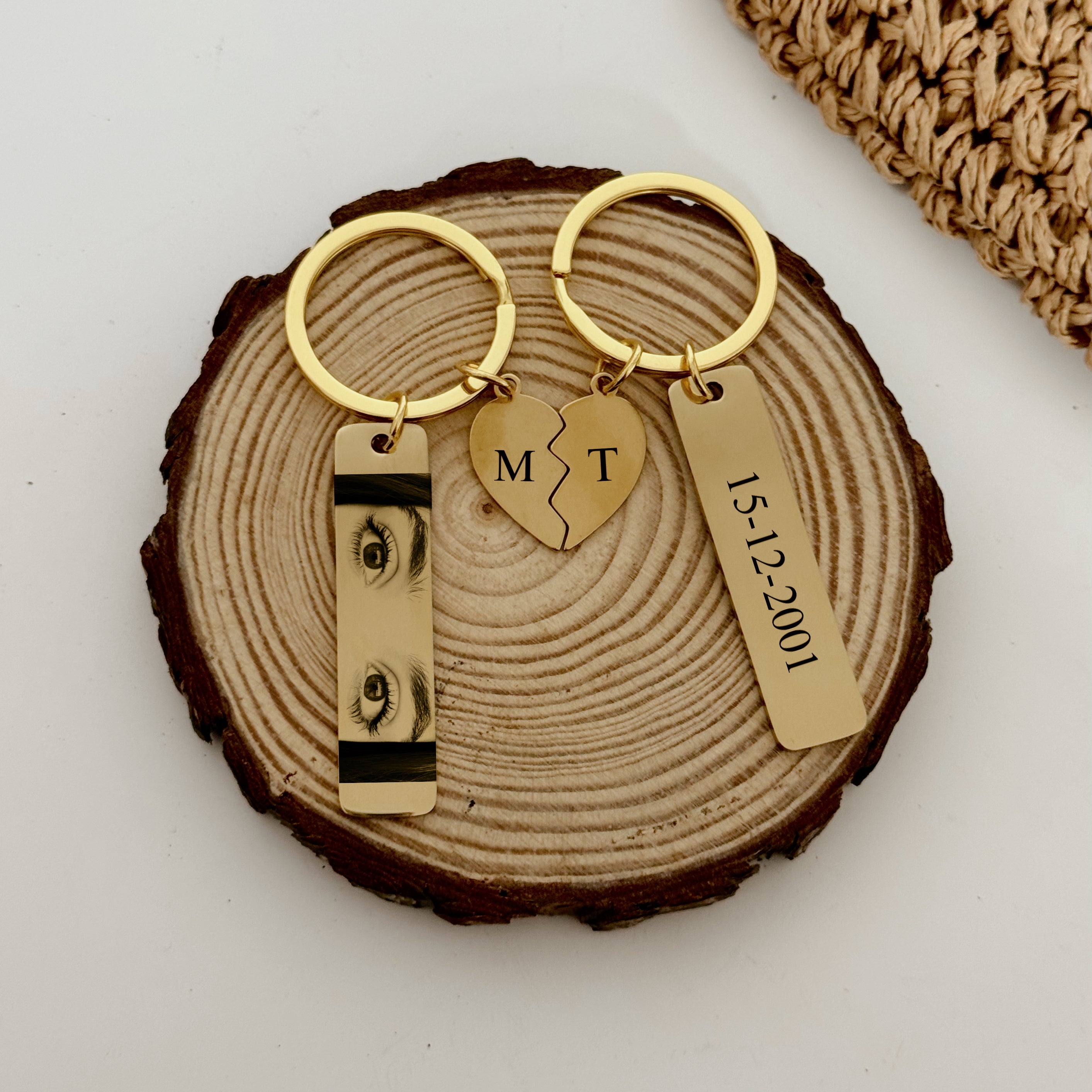 Conjunto de 2 porta-chaves dourado