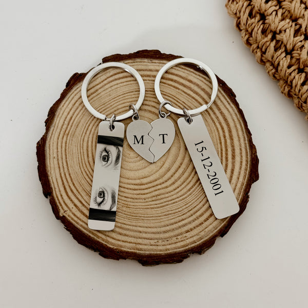 Conjunto de 2 porta-chaves prateado