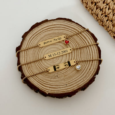 Pulseira barra dourada